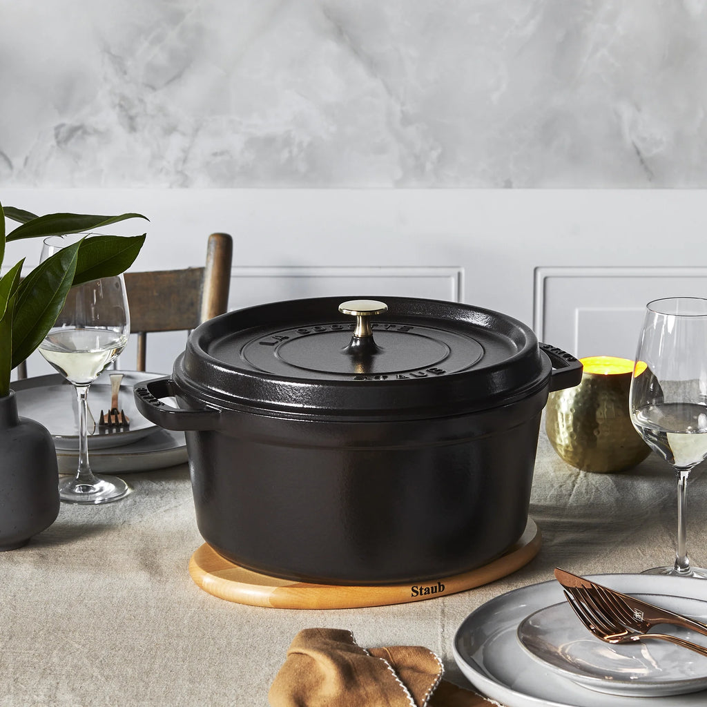 Staub Cast Iron 7-qt Round Cocotte - Black Matte