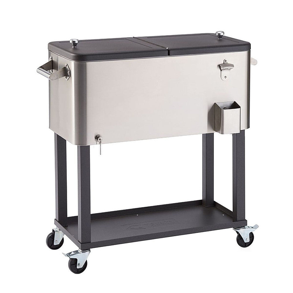 TRINITY | 80 Quart Stainless Steel Cooler | w/ Shelf - Stainless Steel, Black