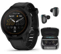 Garmin Forerunner 955 Solar, GPS Running Smartwatch with Solar Charging Capabilities, Tailored to Triathletes, Long-Lasting Battery, Black with Wearable4U Black EarBuds Bundle