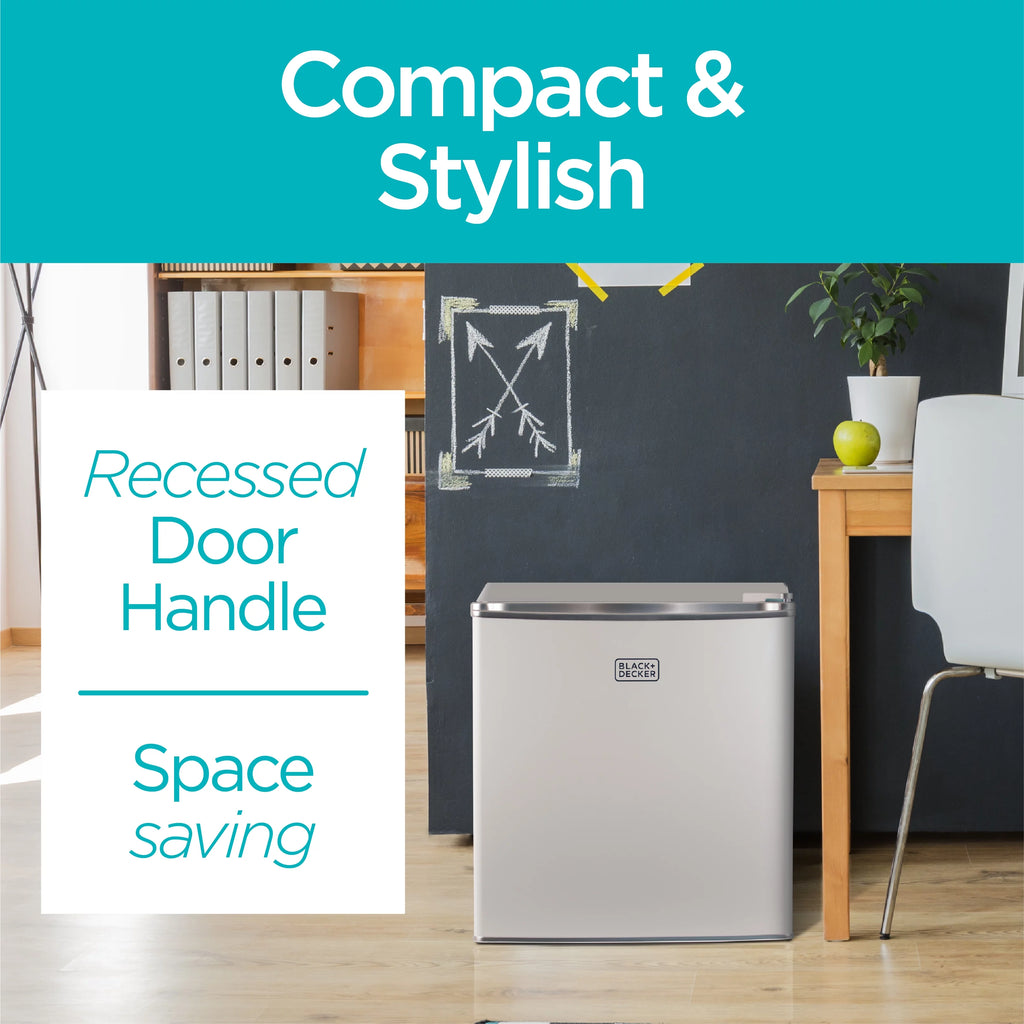 BLACK+DECKER BCRK17W Compact Refrigerator Energy Star Single Door Mini Fridge with Freezer, 1.7 cu. ft., White