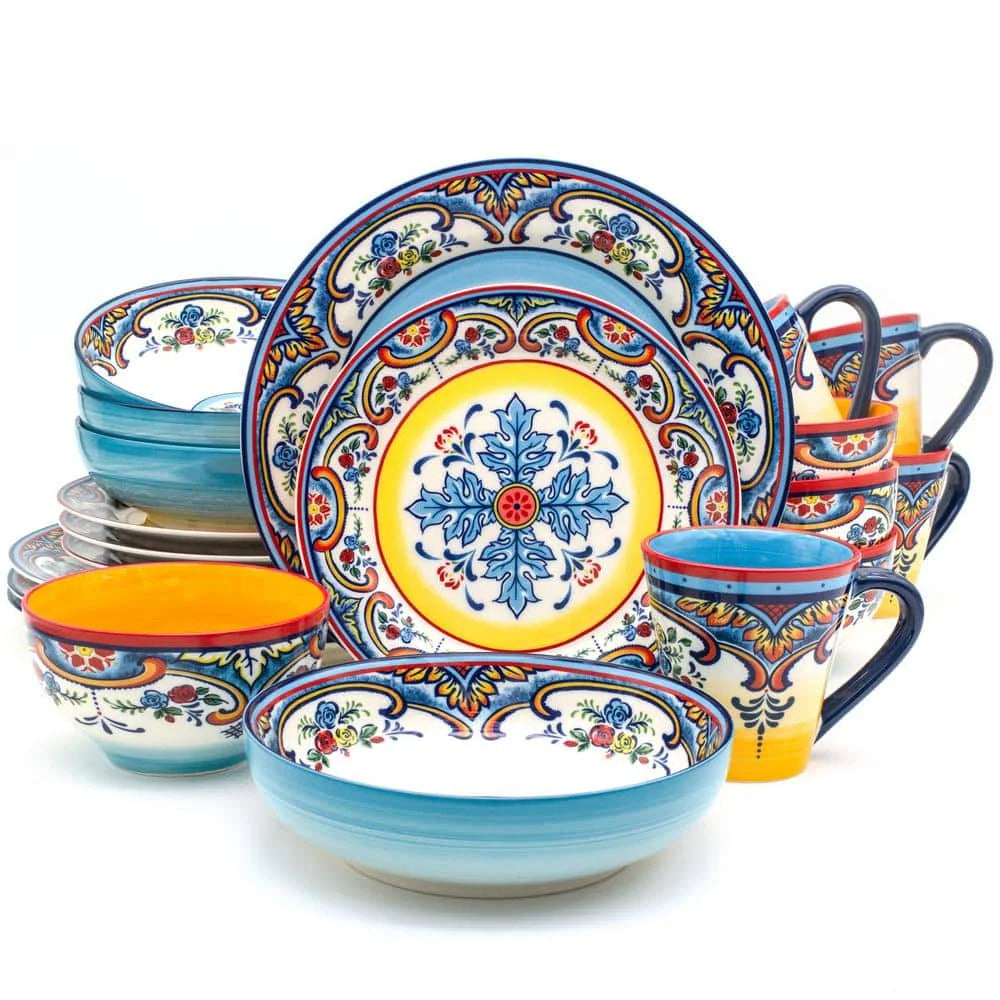 Zanzibar 20-Piece Patterned Multicolor/Spanish Floral Design Ceramic (Service for 4)