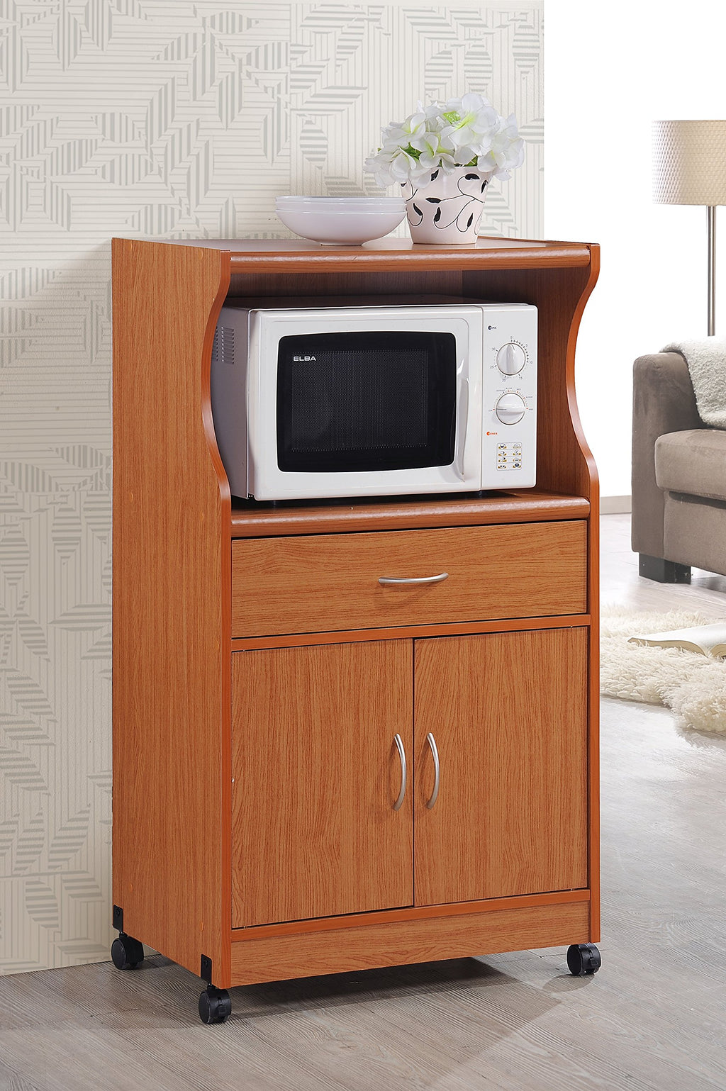 Hodedah Microwave Drawer Storage Cherry