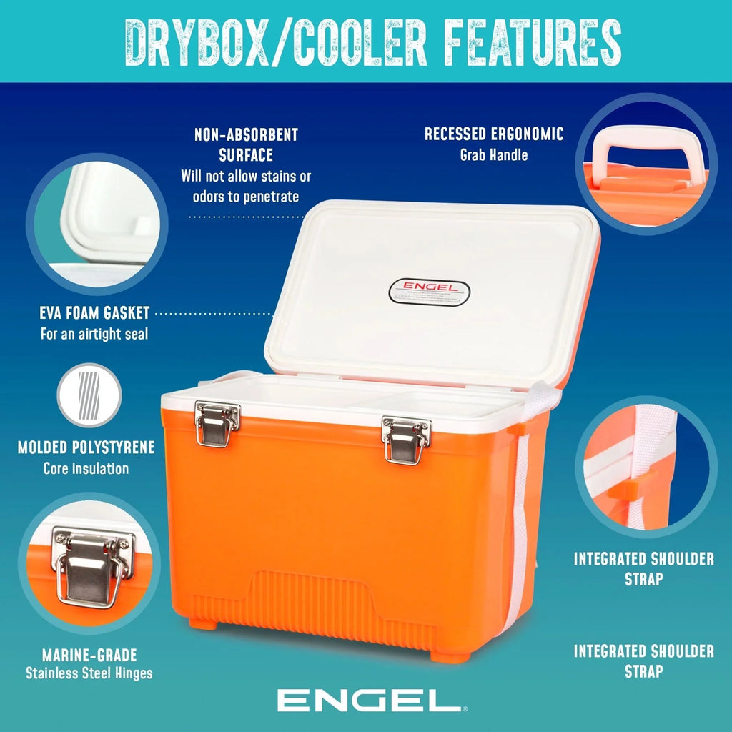 ENGEL 13 Qt Leak-Proof Compact Insulated Drybox Cooler - Silver