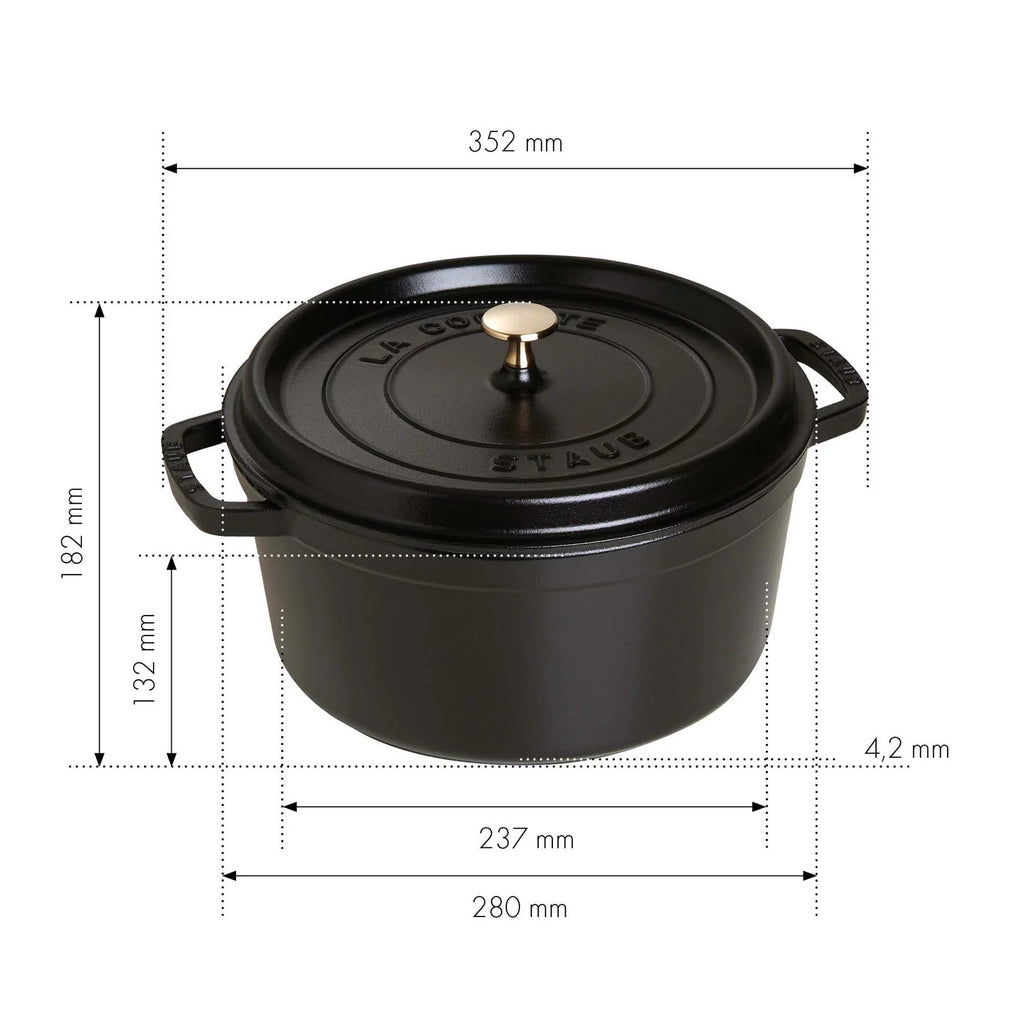 Staub Cast Iron 7-qt Round Cocotte - Black Matte