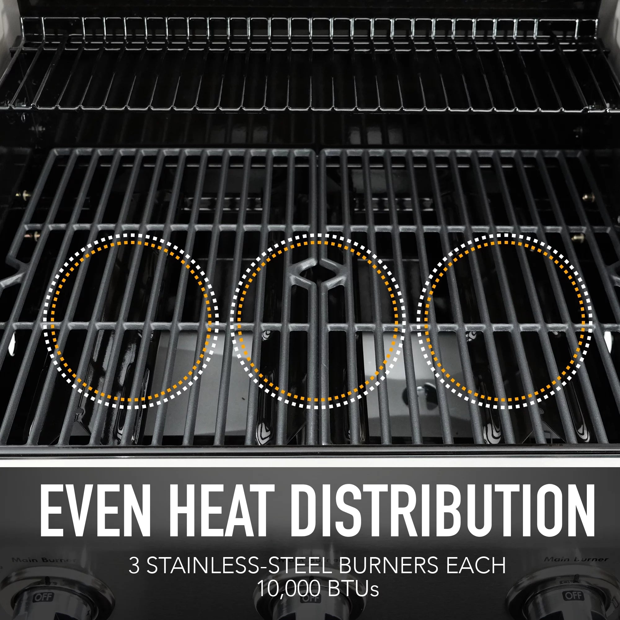Kenmore 3-Burner Gas Grill, Outdoor BBQ Grill, Propane Grill with Foldable Side Tables, Black