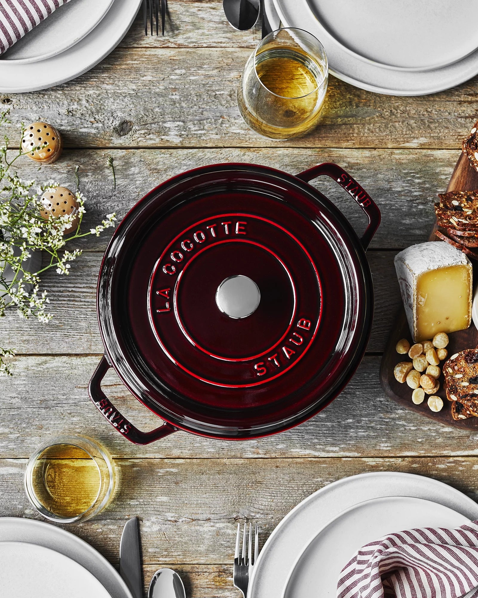 Staub Cast Iron 4-qt Round Cocotte - Grenadine