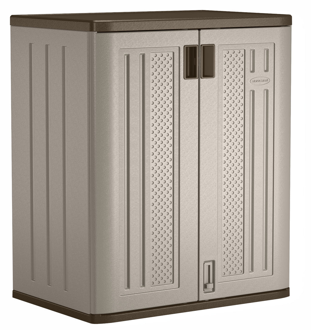 Suncast 2-Shelf Resin Base Cabinet, Platinum Metallic
