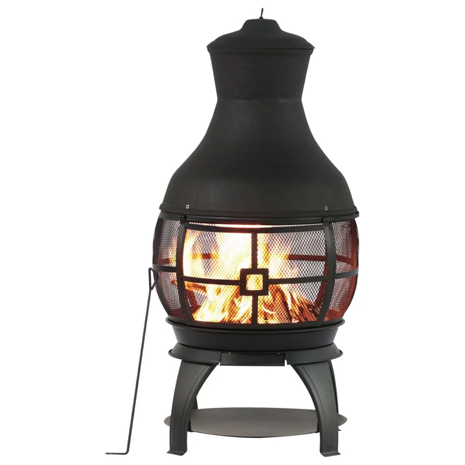 Bali Outdoors 45in Chimenea Fireplace Wooden Fire Pit Cast Iron , Brown-Black