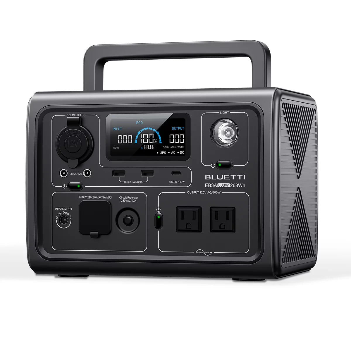 BLUETTI EB3A Portable Generator,600W Solar Generator, 268Wh LiFePO4 Power Station for Camping, Home Use, Emergency