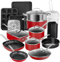 Granitestone Pots and Pans Set Nonstick Cookware Set & Bakeware Set Red 20 Pc Kitchen Set