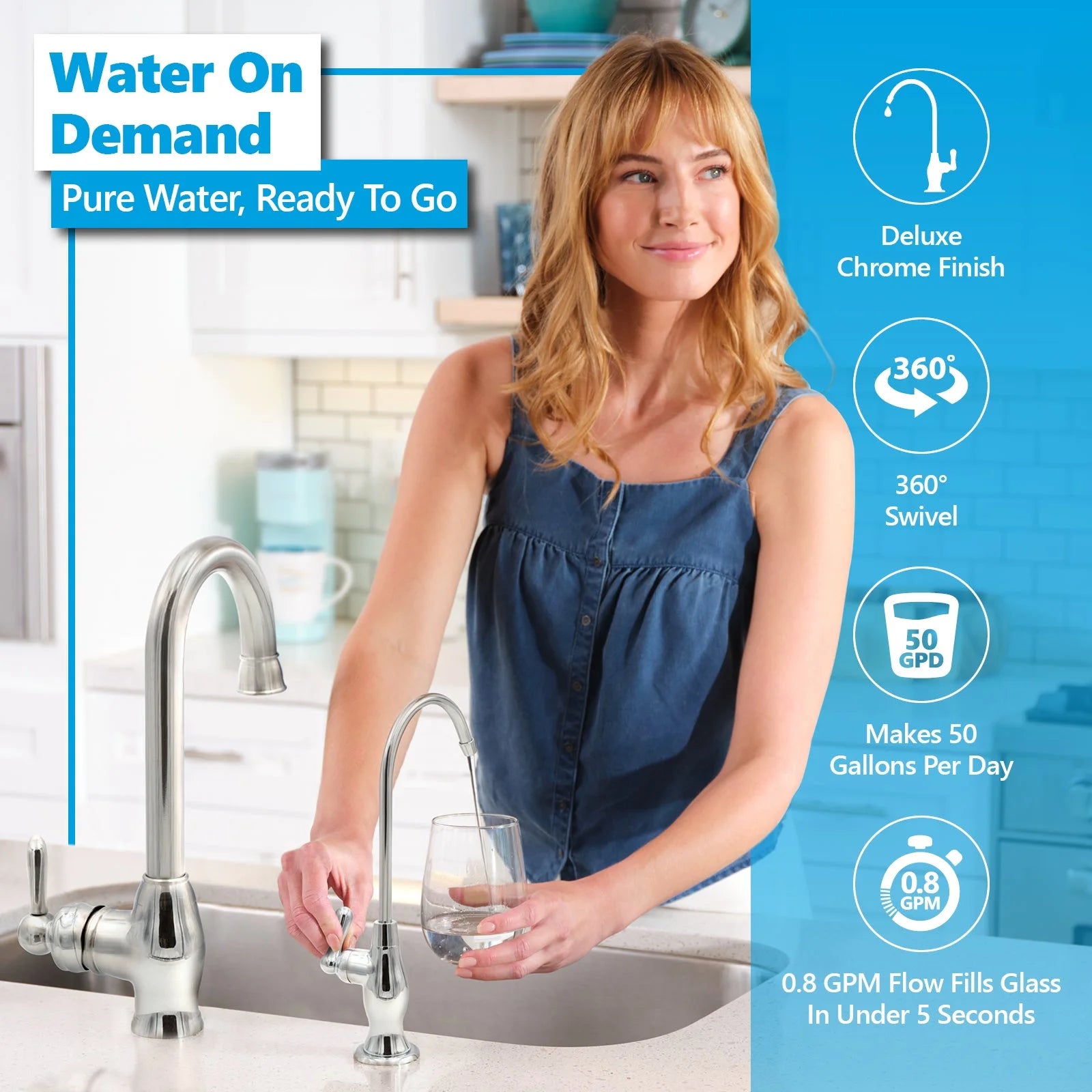Express Water Reverse Osmosis Water Filtration System – 5 Stage RO Water Purifier with Faucet and Tank – Under Sink Water Filter – plus 4 Replacement Filters – 50 GPD