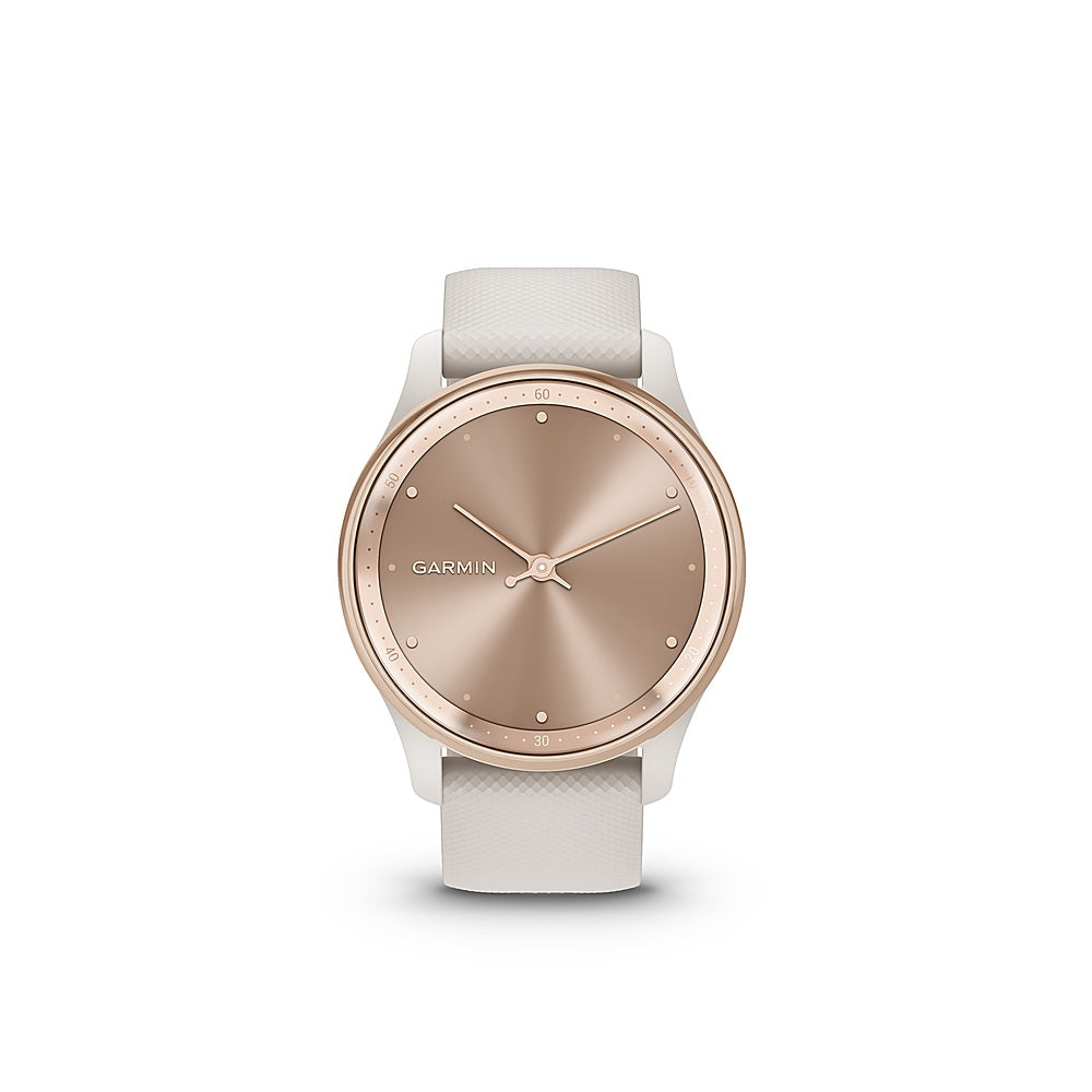 Garmin - vívomove Trend Hybrid Smartwatch 40 mm Fiber-Reinforced Polymer - Peach Gold Stainless Steel with Ivory Band