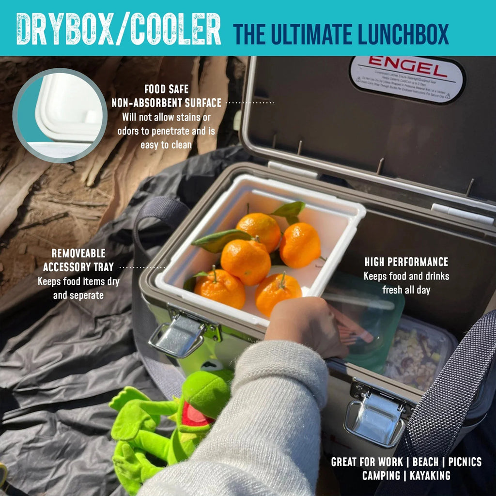 ENGEL 13 Qt Leak-Proof Compact Insulated Drybox Cooler - Silver