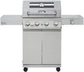 Mesa 4-Burner Propane Gas Grill in Stainless Steel with Clear View Lid, Side Burner, and LED Controls by Monument Grills