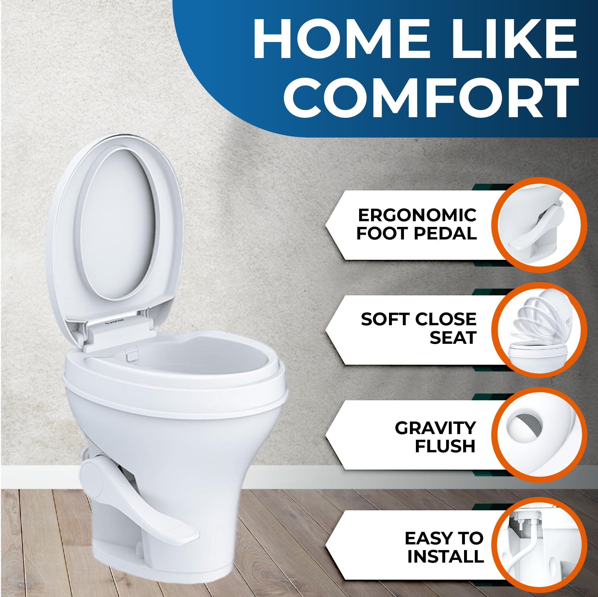 SeaFlo Residential Height RV Toilet