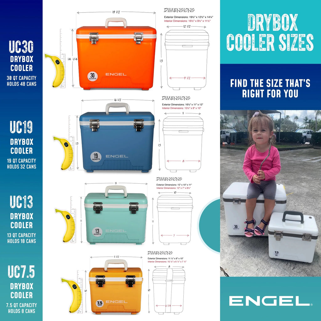 ENGEL 13 Qt Leak-Proof Compact Insulated Drybox Cooler - Silver