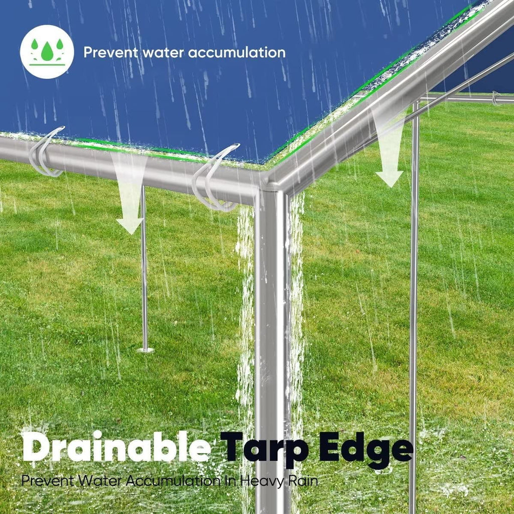 Quictent 10X20ft Upgraded Heavy Duty Car Canopy Galvanized Frame Carport Outdoor Boat Shelter with 3 Reinforced Steel Cables-Blue