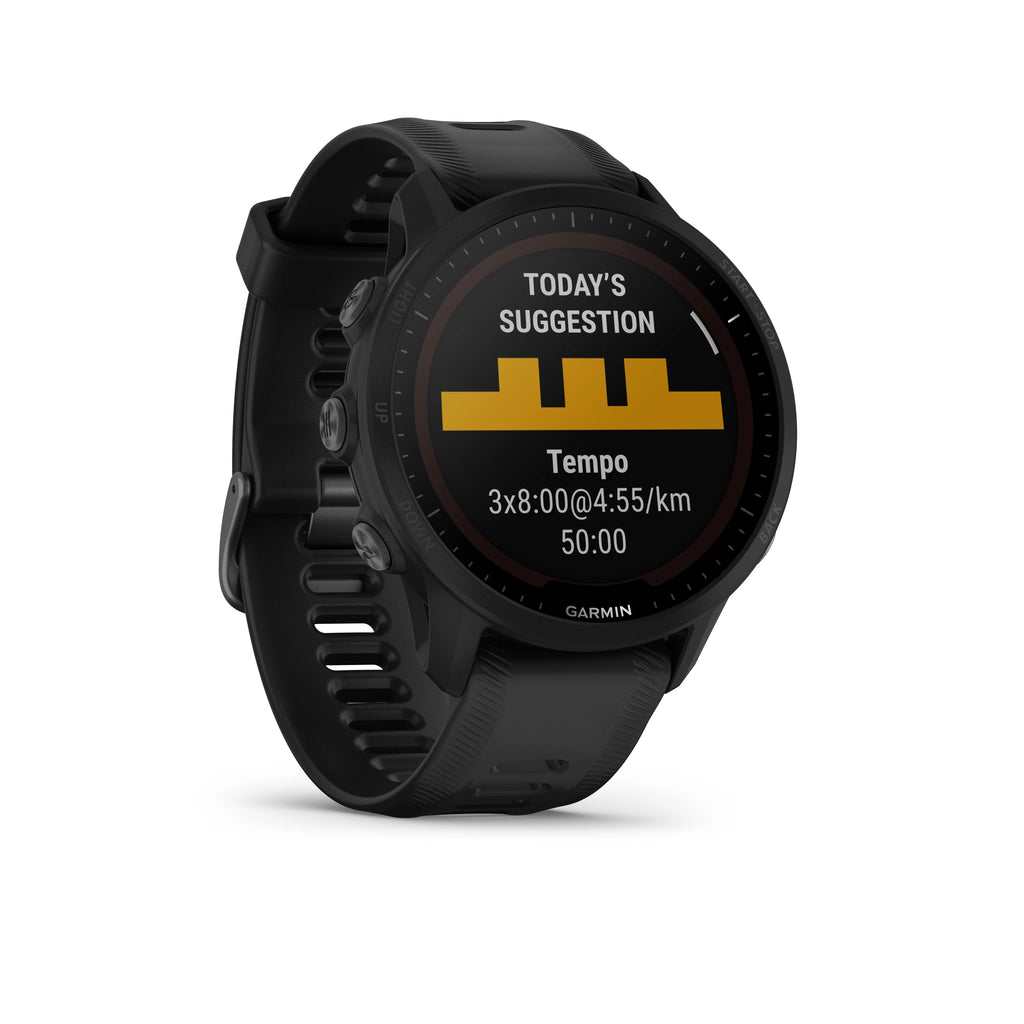 Garmin Forerunner 955 Solar, GPS Running Smartwatch with Solar Charging Capabilities, Tailored to Triathletes, Long-Lasting Battery, Black with Wearable4U Black EarBuds Bundle