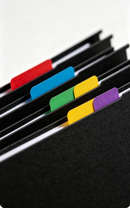 Hanging File Folders, Black with Assorted Color Indexes (Set of 5)