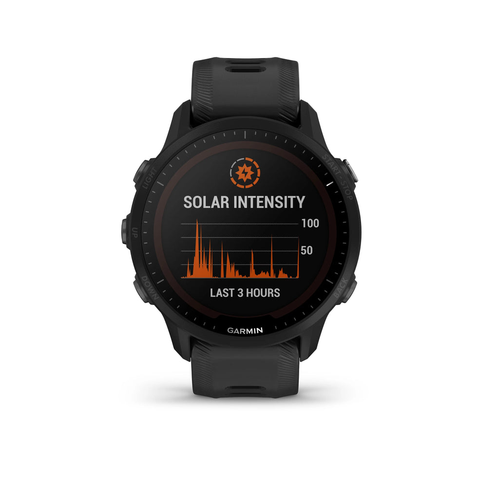 Garmin Forerunner 955 Solar, GPS Running Smartwatch with Solar Charging Capabilities, Tailored to Triathletes, Long-Lasting Battery, Black with Wearable4U Black EarBuds Bundle