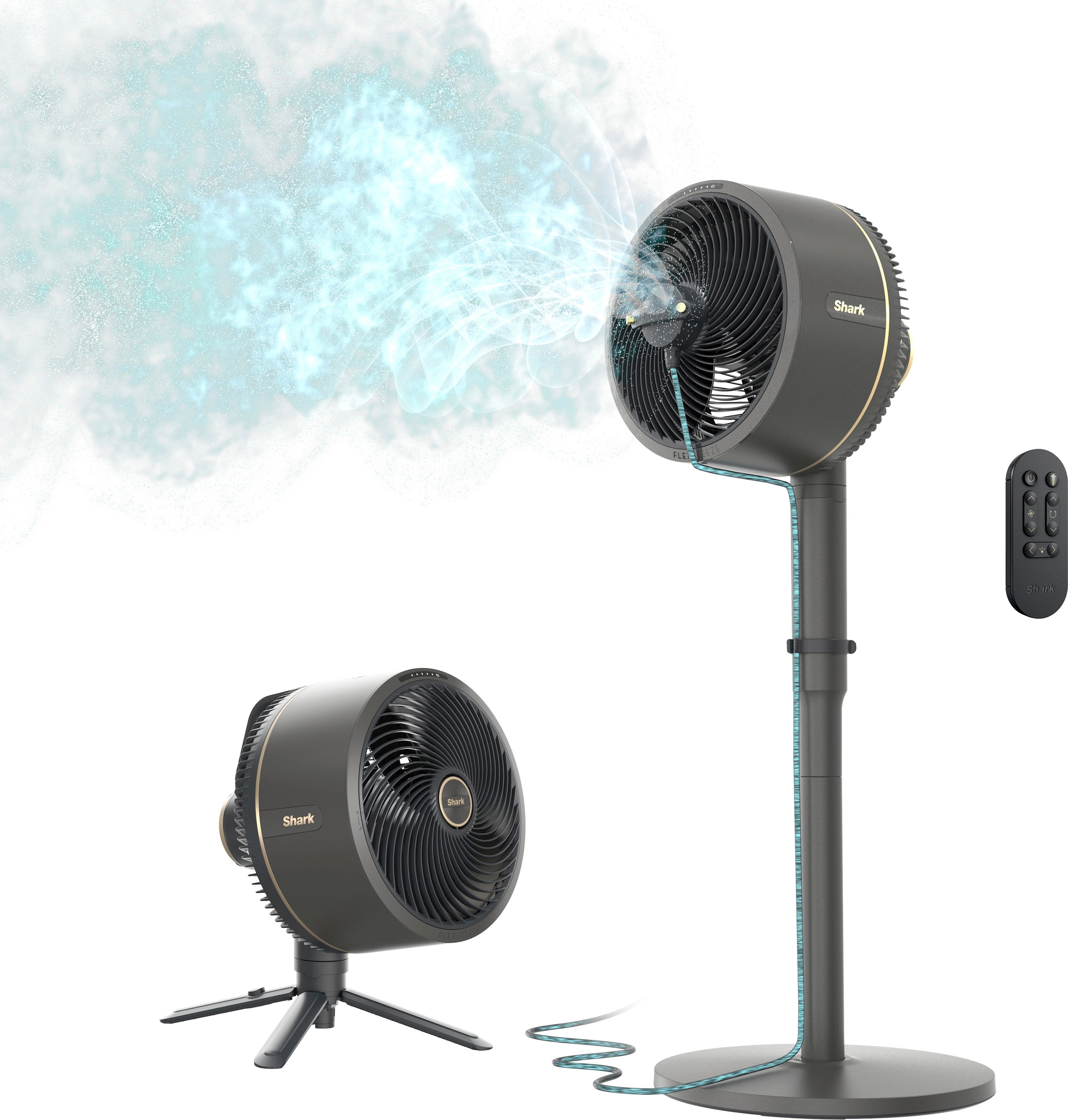 Shark - FlexBreeze Outdoor & Indoor Fan with InstaCool Misting Attachment, Cordless & Corded, Pedestal to Tabletop - Black