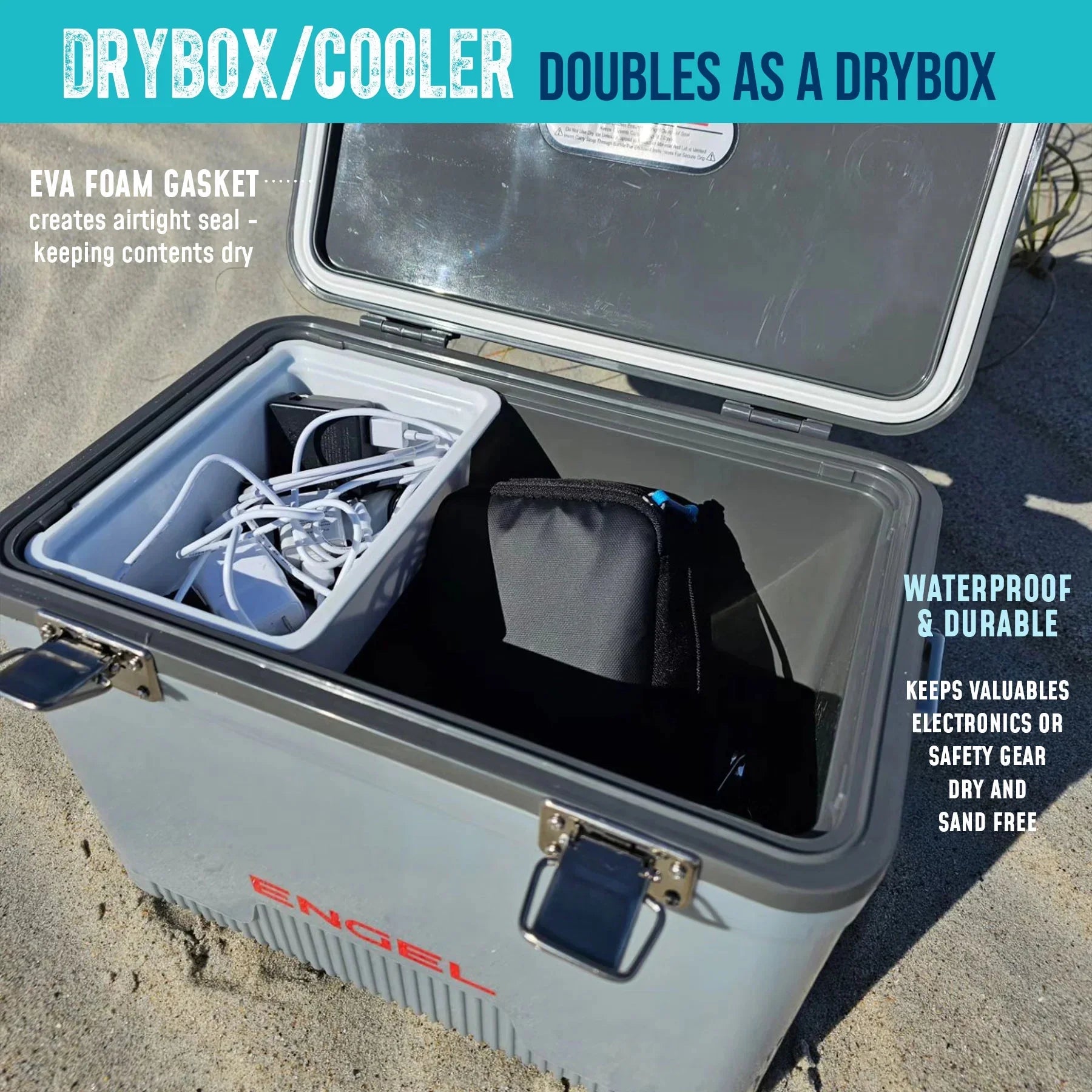 ENGEL 13 Qt Leak-Proof Compact Insulated Drybox Cooler - Silver