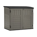 Suncast Modernist Horizontal Low-Profile Storage Shed, Gray, 3 Doors, 4'x2.5', covers 34 Cubic feet