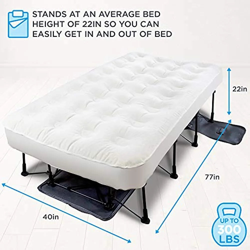 Ivation Twin Built-in Pump Air Mattress, Air Bed Frame 77”L x 40”W x 10"Th